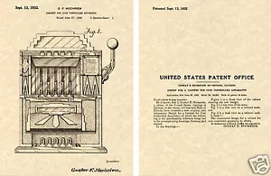 US-PATENT für SPIELAUTOMAT Kunstdruck RAHMENFERTIG!!!! Las Vegas Spielzimmer - Bild 1 von 1