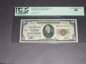 1929 $20 Star Note. PCGS 58. Federal Reserve Bank of Philadelphia. FR# 1870-C*. - Picture 1 of 8