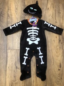 TU Baby’s Halloween 🎃 Fancy Dress Velour Skeleton Babygrow with Hat 6-9months - Picture 1 of 6