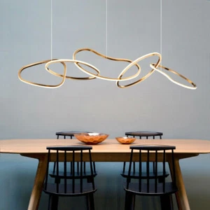 Modern Gold Stainsteel Ring Chandelier Living Dining Room Art Pendant Light lamp - Picture 1 of 11