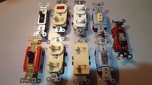Nuevo Lote Leviton, Bryant, Slater: 8 Interruptores - Lg Rojo 20A, todos los demás 15A - Imagen 1 de 3