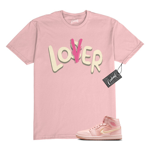 1 T shirt vela San Valentino brevetto corallo lavato sale rosa abbinata LOVER