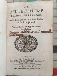 Le Deutéronome traduit en françois Guillaume Desprez 1686 Bible Moïse -14 - Picture 1 of 5