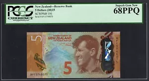 New Zealand 5 Dollars (2015) P191 Uncirculated Graded 68 - Picture 1 of 2