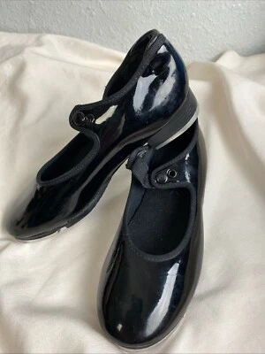 Zapatos Capezio Tele Tono Tap Patente Mary Jane Negro Brillante Juventud 13 N Estrechos Usados en Excelente Condición Foto 1 de 4