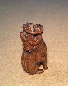 Japanese Boxwood Netsuke - Baby Dragon - Signed - Picture 1 of 7