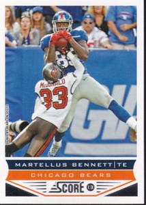 Martellus Bennett 2013 Score #38 Chicago Bears Football Card