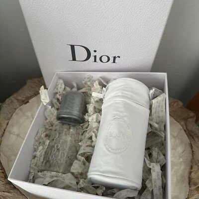 100% AUTENTICO RARO BIBERON VETRO ARGENTO DIOR 125 ML & DIOR COOL BAG - Immagine 1 di 4