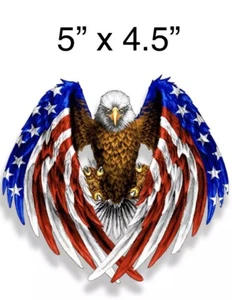 Bald Eagle American Flag Sticker Window Decal Bumper Cooler Yeti LARGE 5” VINYL - Picture 1 of 1