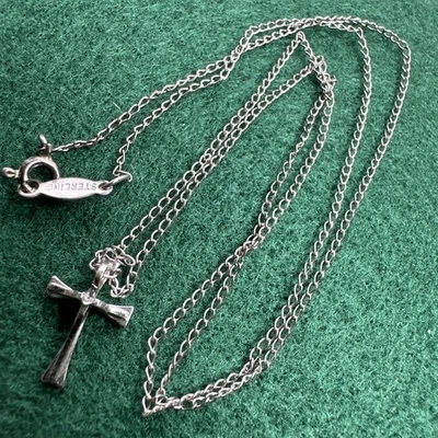 "Collar de plata de ley 925 Marvel 19"" + cruz de 0,25 sin marcas" Foto 1 de 4