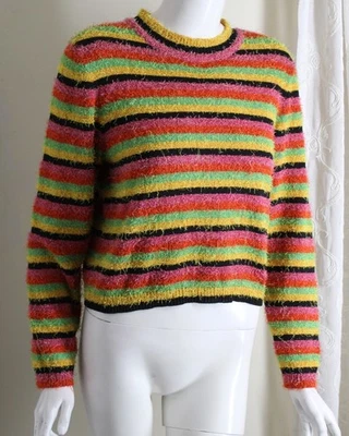 Michael Simon Sz PM P M Colorful Stripe Funky Art-to-Wear Knit Sweater Lovely - Image 1 of 4