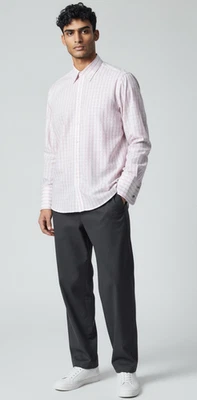 Camisa Theory Para Hombres Rosa y Blanco Abotonada Rayas L-S Puño Francés Talla XL Foto 1 de 4