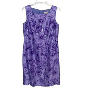 Coldwater Creek Dress Size 8 Floral 100% Silk Fairy Sleeveless Vintage Purple - Picture 1 of 13
