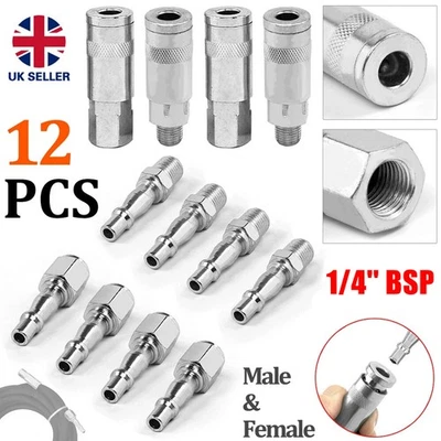 D LIAN DONG 12PCS Air Line Hose Fitting Connector Quick Release 1/4'' BSP Male Female