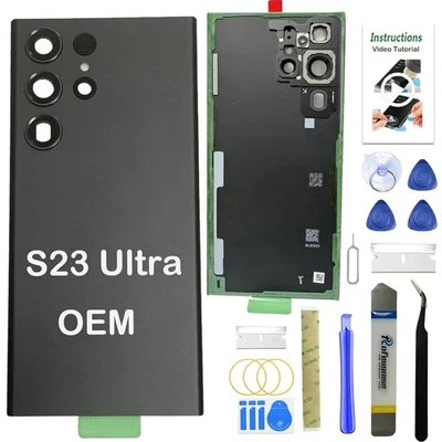 Repuesto de cristal trasero para Samsung Galaxy S23 Ultra, réplica de cubierta trasera OEM Foto 1 de 4