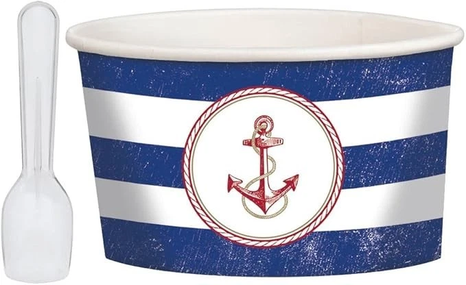 Tazas de golosinas náuticas para fiestas Amscan Anchor's Aweigh (paquete de 16), multicolor, 9 oz Foto 1 de 1