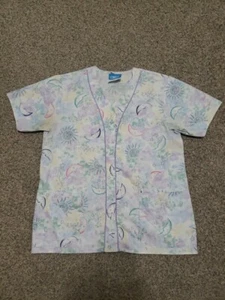 Women's Crest Multi Color Size Small Moon, Sun, Stars Scrub Top - Picture 1 of 5