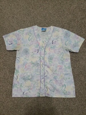 Women's Crest Multi Color Size Small Moon, Sun, Stars Scrub Top - Image 1 of 4