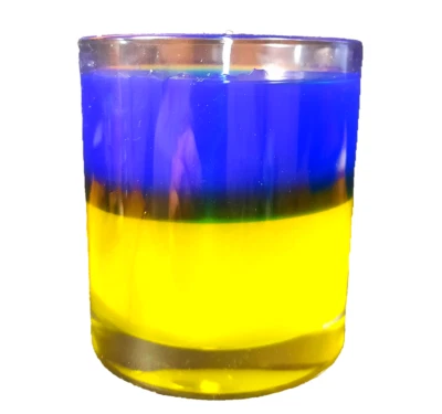 Vela hecha a mano Ucrania "Golden Azure Luminique: brillo efímero sin velo" Foto 1 de 3