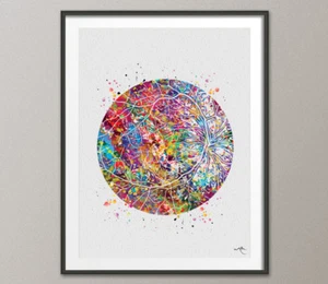 Netzhautgefäße Aquarelldruck Augenaugenaugenoptiker Optiker Optik Medizinische Kunst-328 - Bild 1 von 5