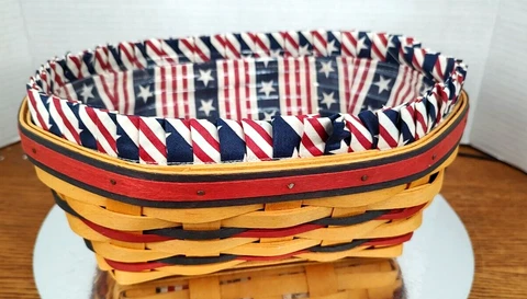 Longaberger 1998 Patriotic Red White & Blue "Blue Ribbon Bread Basket Cover