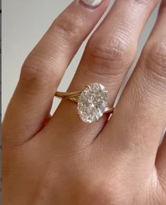 4.00Ct Oval Cut Lab-Grown Diamond Bridal Engagement Ring 14K Solid White Gold - Picture 1 of 5