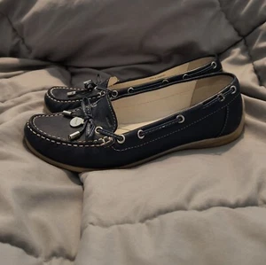 Geox Respira Shoes Womens 38 Blue Leather Loafers Ladies 1829 - Picture 1 of 8