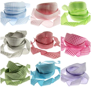 Gingham Ribbon - Choice of 14 Lovely Colours & 3 Sizes - 5mm, 10mm & 25mm - Picture 1 of 30