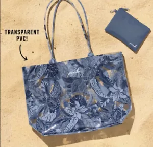 Pink Victoria’s Secret transparente PVC indigo Sommer Beuteltasche Netz Handgelenktasche neu mit Etikett - Bild 1 von 4