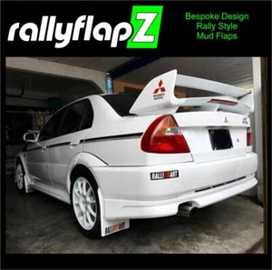 rallyflapZ Mudflaps FITS Mitsubishi Lancer Evo 5/6 RS GSR White 4mm PVC Ralliart - Picture 1 of 2