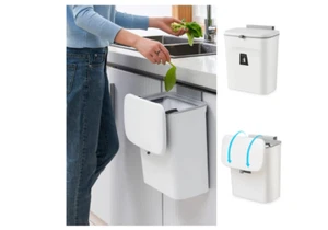 2.4 Gal Hanging Trash Can for Kitchen Cabinet Door Under Sink Bin with Lid - Picture 1 of 9