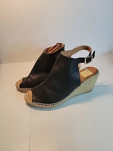 Kanna Black Leather Espadrille Sandals Size 40 Size 9 - Imagen 1 de 10