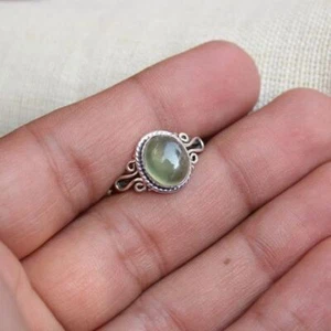 Prehnite Gemstone 925 Sterling Silver Ring Christmas Jewelry All Size SE-1143 - Picture 1 of 9