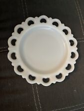 Vintage Anchor Hocking Old Colony Lace Edge Milk Glass 8 1/4" Salad Plate
