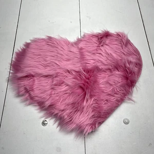 Pink Fuzzy Heart Shape Small Area Rug One Size - Picture 1 of 5