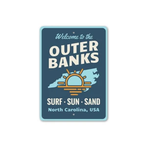Welcome to The Outer Banks North Carolina Beach House Sign, Tourist Metal Sign - Picture 1 of 4