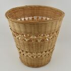 Vintage Woven Wicker Waste Paper Bin Rattan Retro Plant Pot Boho Tiki Basket  A