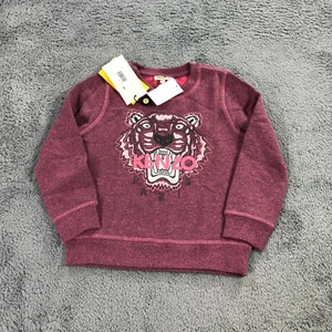 Kenzo Kids Sweater Girls 5A Pink Embroidered Tiger Graphic Heather Sweatshirt - Picture 1 of 10