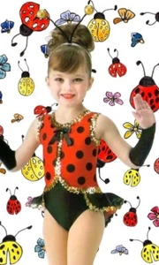 Lote de 3 Ladybug Niño X-Pequeño Disfraz de Baile con Mitones y Tocado Jazz Tap Nuevo - Imagen 1 de 4