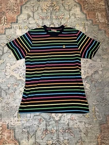 Teddy Fresh Shirt Mens Small Black Rainbow Stripe Logo Tee Casual Summer TF - Picture 1 of 9