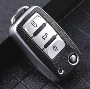 Funda protectora premium para llave de coche VW Skoda Seat cuero - Imagen 1 de 1