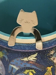 Teeny Weeny Silver Stainless Steel Hanging Cat Spoon Teaspoon - Picture 1 of 5