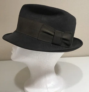 Vintage Mens Towncraft XXX Quality Fedora Mens Black Hat Size 7 1/8 - Picture 1 of 6