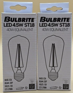 Bulbrite Edison LED Bulb 40-Watt Equivalent Dimmable ST18 Medium E26 Base 2 Pack - Picture 1 of 7