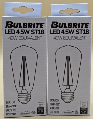Bulbrite Edison LED Bulb 40-Watt Equivalent Dimmable ST18 Medium E26 Base 2 Pack - Image 1 of 4
