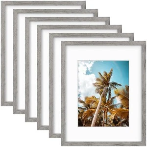 16x20 Gray Frame with 11x14 Mat Glass Wide Molding Wall Mount 6 Pack - Picture 1 of 8