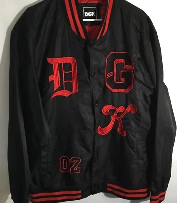 Chaqueta DGK "PRAY FOR ME" Para Hombre Talla XL Negra/Roja Nylon Logo Universitario Rara Foto 1 de 4