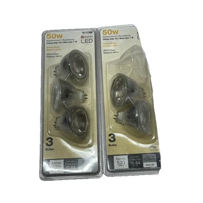 3 pack +2 Extra 5 Total 50W Replacement LED bulbs, Warm White, MR16 , - Image 1 of 3