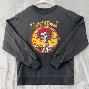 Vtg GRATEFUL DEAD Crewneck Sweatshirt Small Black Graphic Print Skeleton Roses - Picture 1 of 23