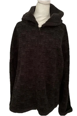 Chaqueta con Capucha Gris Gloria Desteñido Suave Polar Cremallera Para Mujer Talla 3X - 2 Bolsillos Foto 1 de 4